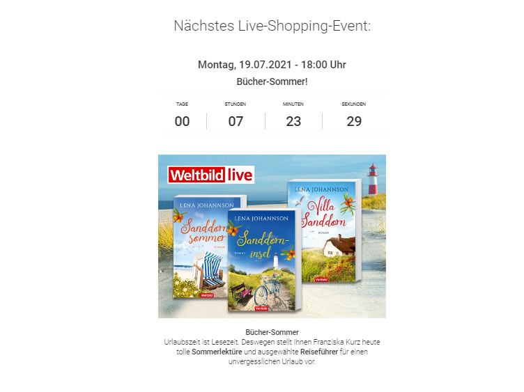 Weltbild: Social Commerce trifft Buchmarkt - erstmal veranstaltet Weltbild einen Live-Shopping Event für Bücher
